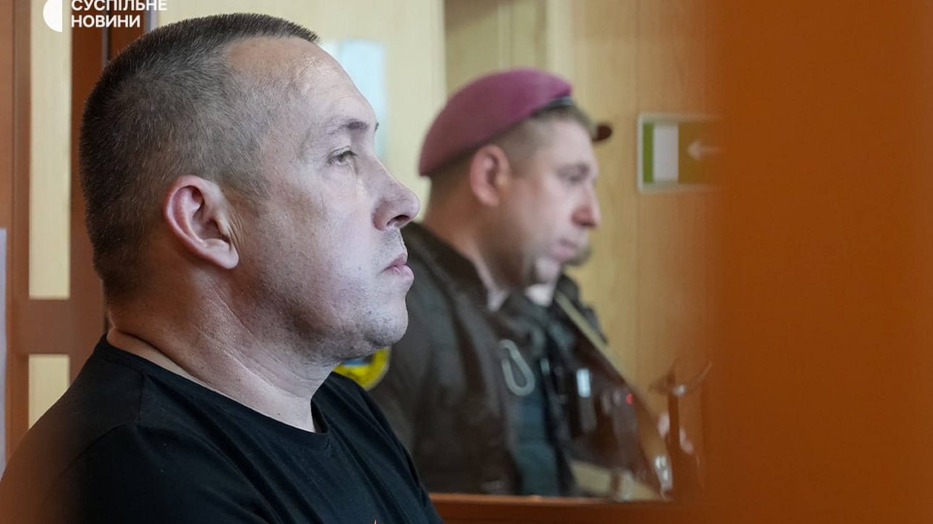 Екскомандир 155-ї бригади Станіслав Лучанов у залі суду після обрання запобіжного заходу — тримання під вартою за підозрою в організації вбивства двох