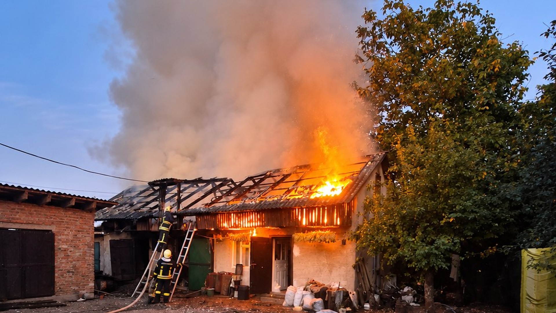 Пожежа дерев'яної господарської будівлі в Кам'янці-Бузькій: рятувальники врятували 20 курей і 3 свині, гараж не постраждав