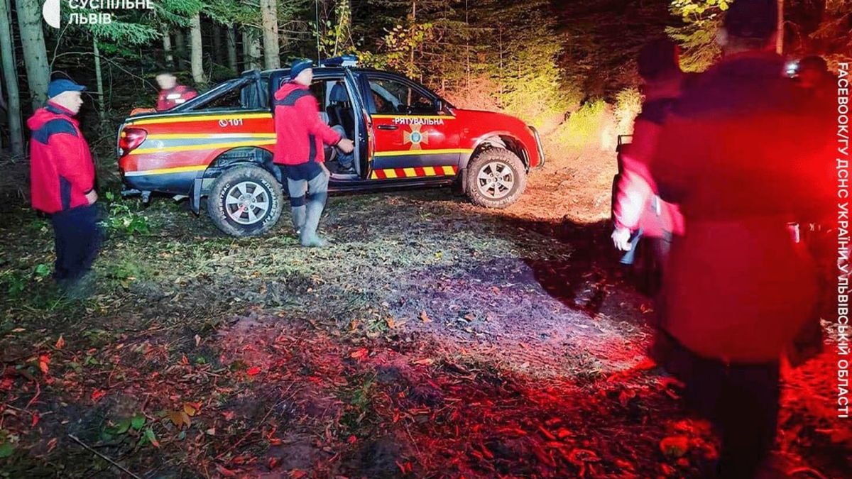 Гірські рятувальники Львівщини під час нічного пошуку 83-річного чоловіка біля гори Парашка поблизу Сколе