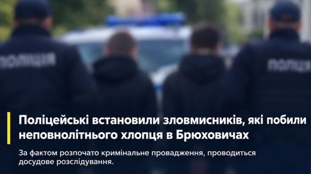 Поліцейські встановили двох 20-річних чоловіків, які побили 15-річного підлітка в Брюховичах на Львівщині