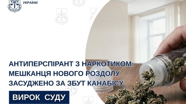 Засуджений мешканець Нового Роздолу, 23 роки, отримав 6 років за збут канабісу поштою до місця позбавлення волі та зберігання набоїв