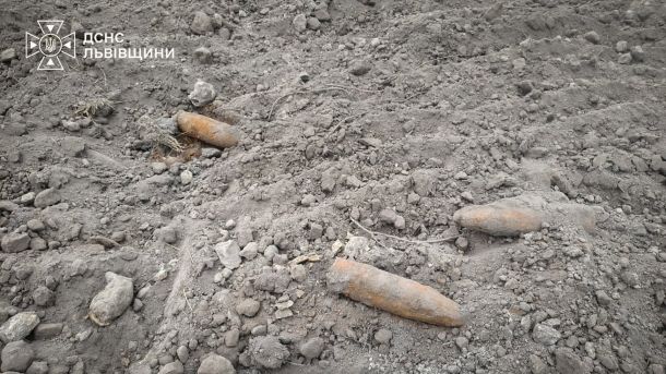 Піротехніки ДСНС Львівщини вилучають артилерійські снаряди часів Другої світової у селі Виписки, 9 одиниць боєприпасів