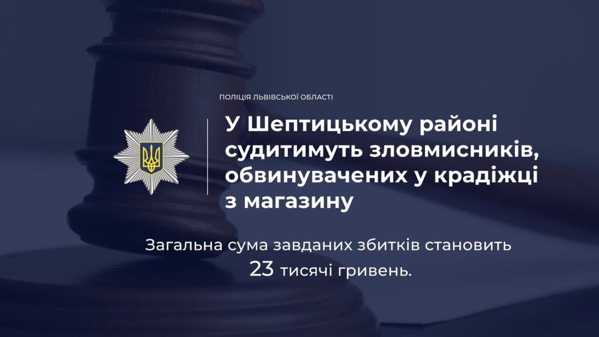 Двоє молодих мешканців Радехова обвинувачуються у нічній крадіжці товарів з магазину на 23 тисячі гривень у Шептицькому районі