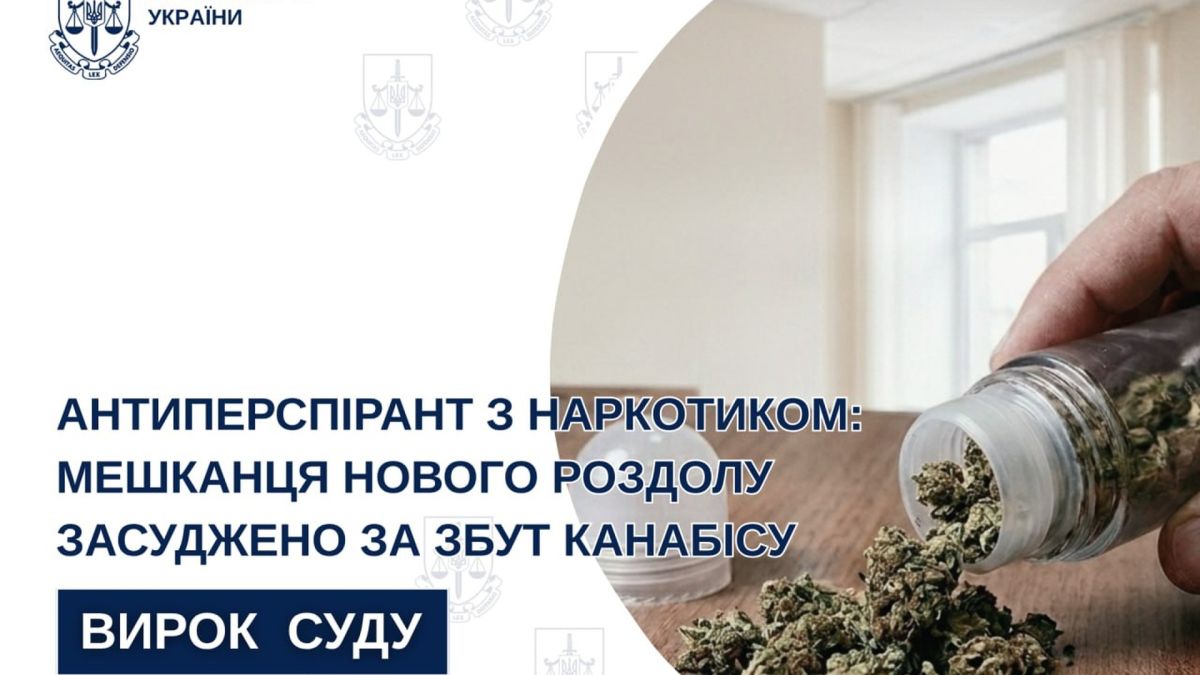 Засуджений мешканець Нового Роздолу, 23 роки, отримав 6 років за збут канабісу поштою до місця позбавлення волі та зберігання набоїв